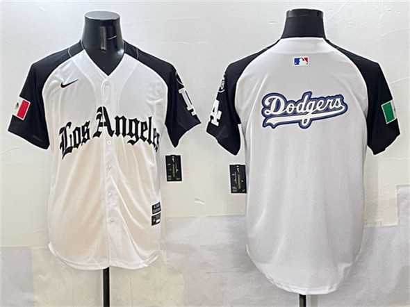 Men%27s Los Angeles Dodgers Team Big Logo White Black Mexico 2025 LA Gothic Style With Fernando Patch Vapor Premier Limited Stitched Jersey